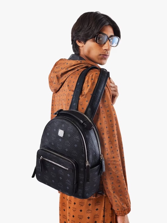 MCM Small Stark Backpack In Visetos Black main image 5